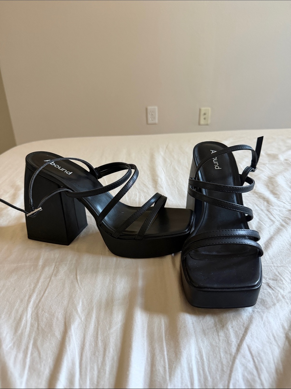 Abound Black Chunky Strappy Platform Heels